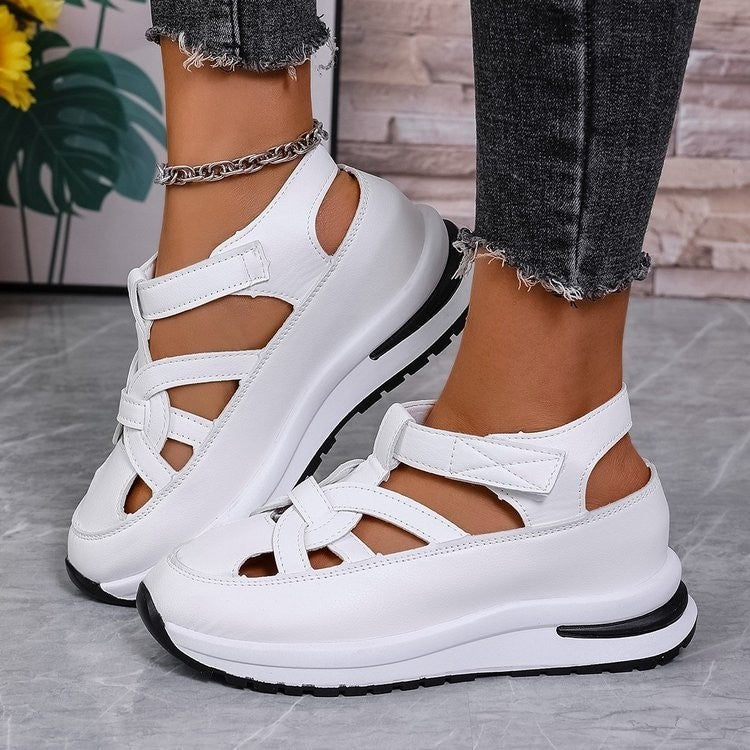 Damen bequeme Riemensandalen mit gepolsterter Laufsohle und verstellbaren Riemen EB
