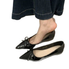 Damen spitze Ballerinas mit dekorativer Schleife und komfortablem Fußbett R&B