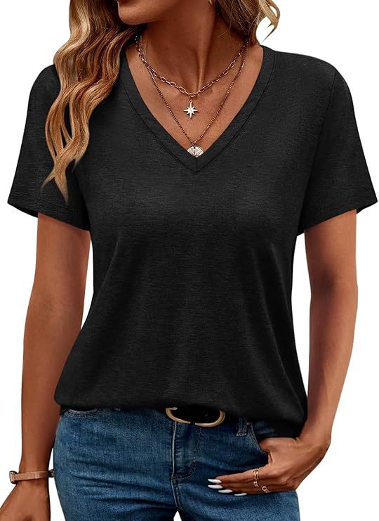 Damen V-Ausschnitt T-Shirt Aus Weichem Single Jersey Heidi-Mode