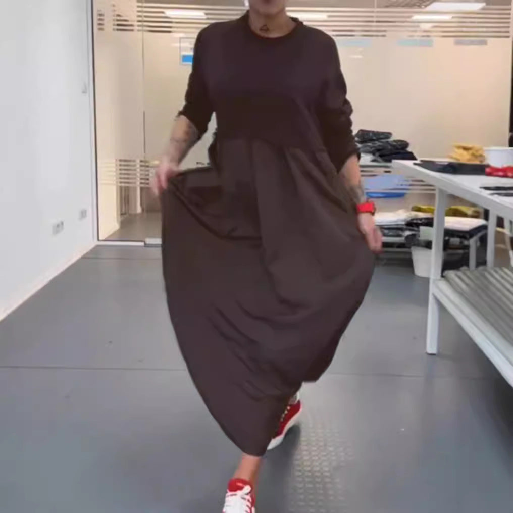 Damen Maxikleid mit lässigem Schnitt und praktischem Taillenregulierungsband Heidi-Mode