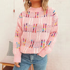 Damen lässiger Strickpullover mit vielseitigem Farbenspiel und hohem Kragen R&B