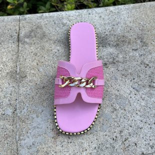 Damen modische Riemchensandalen mit dekorativem Kettenverschluss R&B