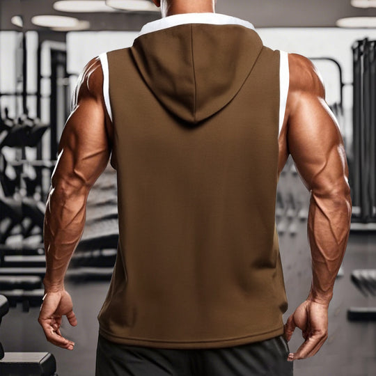 Herren nan ärmelloses Kapuzenpoloshirt mit Meshstruktur und Henley-Knopfleiste R&B