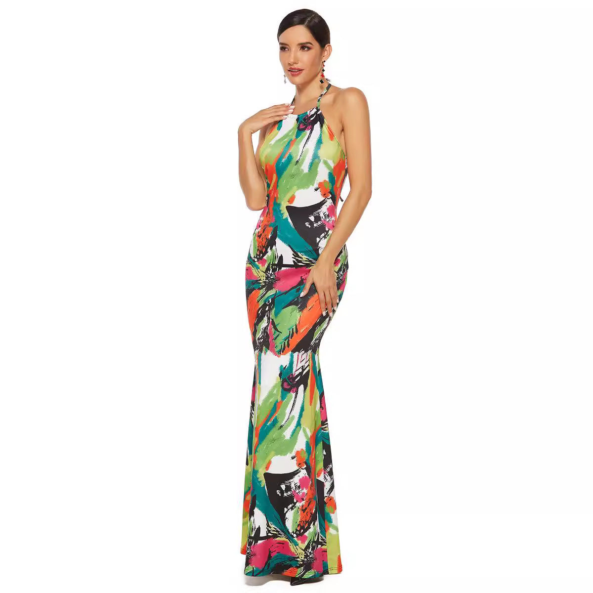 Damen Maxikleid mit aufregendem Farbdesign R&B