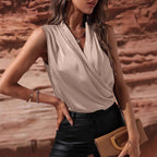 Damen elegantes Oberteil mit Wickeldesign und gerafftem Schnitt R&B