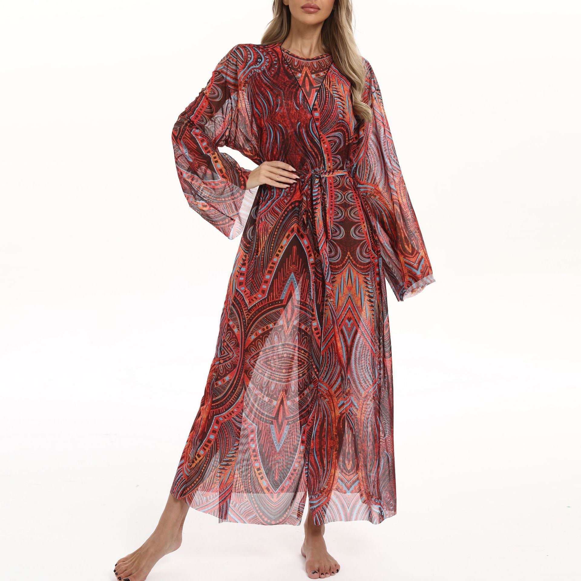 Damen eleganter Strandkimono mit floralem Muster R&B