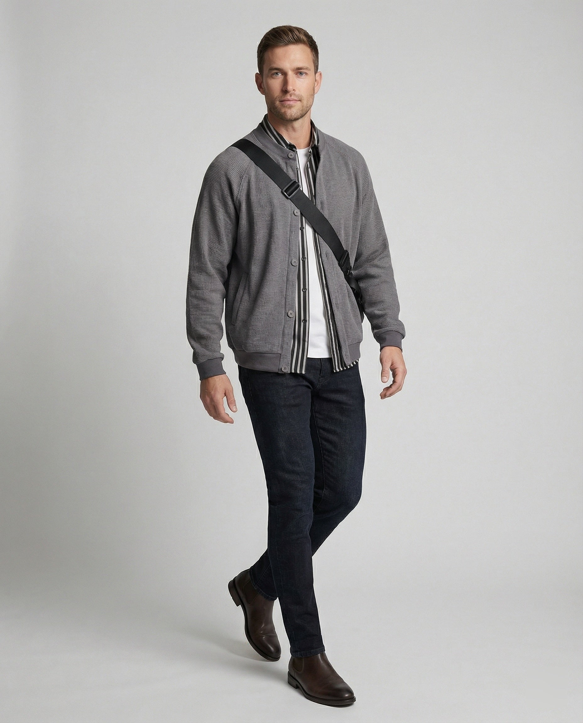 Onun Japanische Waffelstrick Sweatshirt Jacke Sportlicher Cardigan für Herren