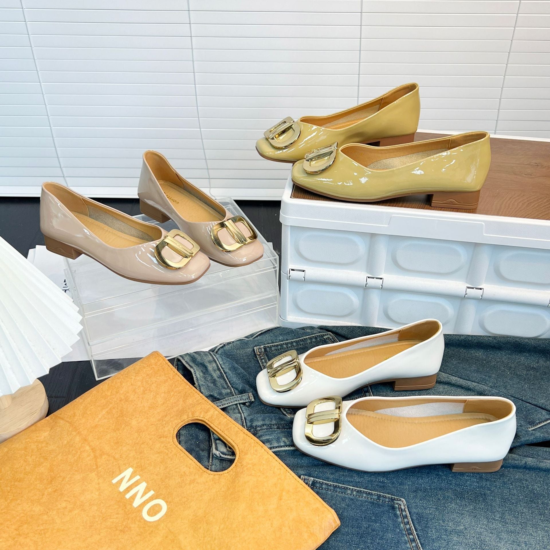 Damen schicke Ballerinas mit modischem Schmuck R&B