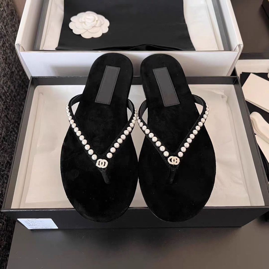 Damen Elegante und luxuriöse Perlensandalen R&B