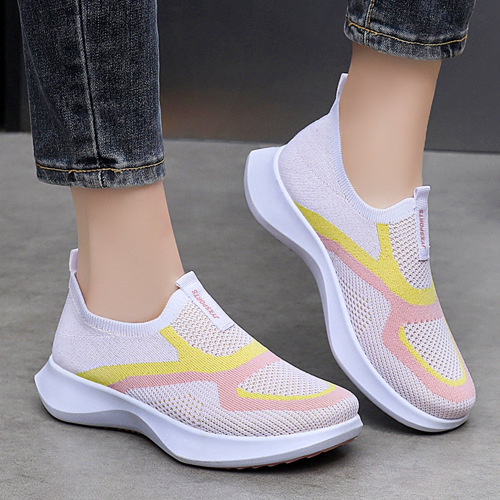 Damen Komfortable Slip-On Sport Sneakers mit elastischem Obermaterial R&B