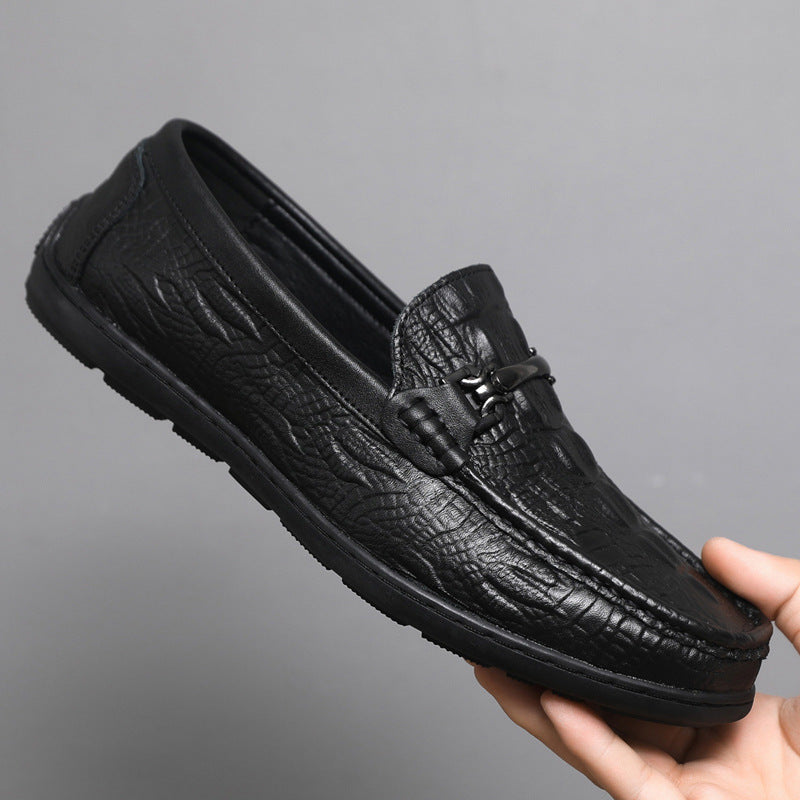Herren elegante Mokassins im modernen Krokodil-Look R&B