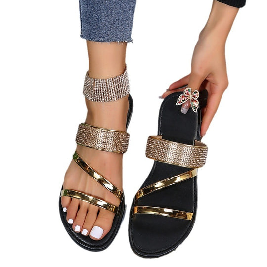Damen Riemensandalen mit funkelnden Strass-Akzenten R&B