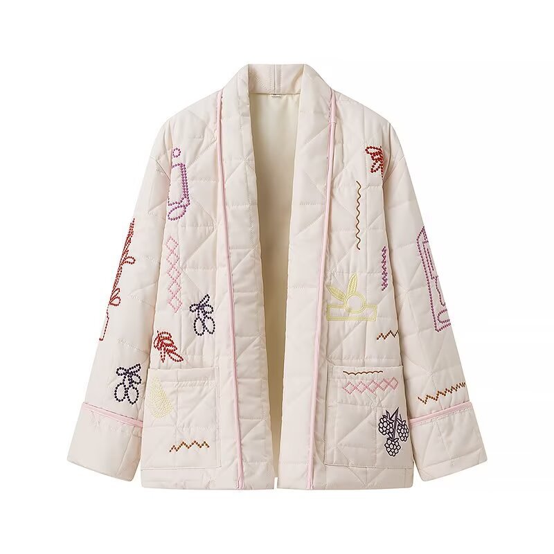 Damen Steppjacke mit kreativem Stickdesign R&B