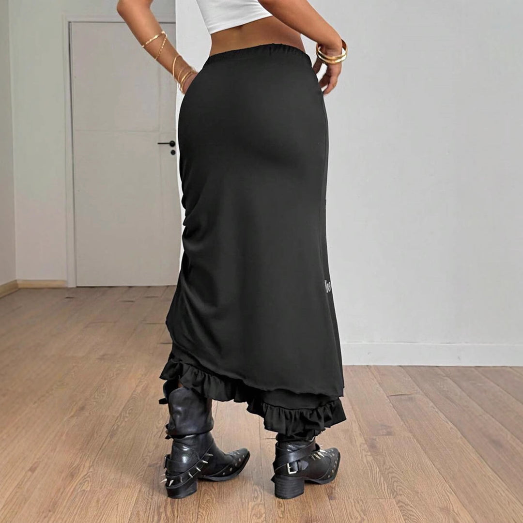 Damen Rock mit fransigem Saum und auffälligem Grafikdruck R&B