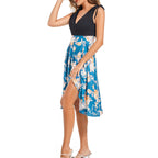 Damen Wickelkleid mit floralem Design und tiefem V-Ausschnitt R&B