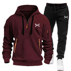 R&B Herren Hoodie-Trainingsanzug mit Reißverschlusstaschen