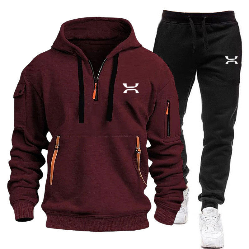 R&B Herren Hoodie-Trainingsanzug mit Reißverschlusstaschen