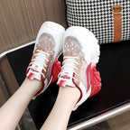 Damen modische Chunky Sneakers mit Sparkle-Akzenten und bequemer Sohle R&B