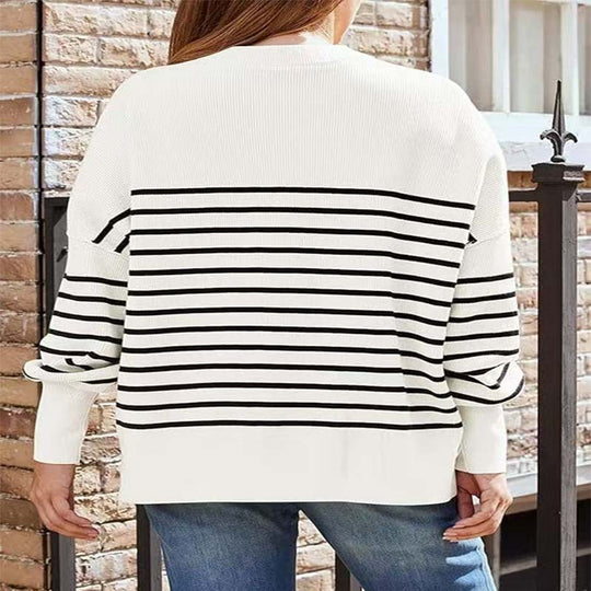 Damen gestreifter Sweatshirtpullover R&B