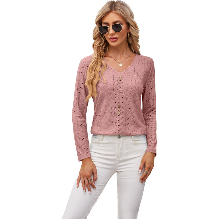 Damen luftiges Blusenshirt mit Knopfdetails R&B