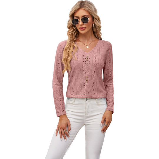 Damen luftiges Blusenshirt mit Knopfdetails R&B