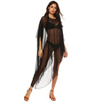 Damen transparenter Strandüberwurf mit eleganten Ärmeln R&B