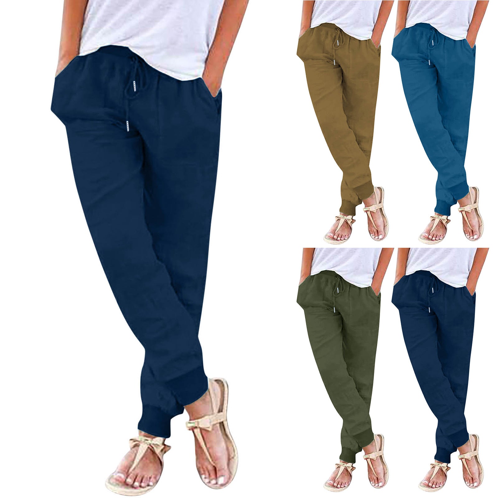 Damen bequeme Freizeithose mit elastischem Bund und praktischen Taschen R&B
