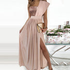 Damen Elegantes Abendkleid mit schimmerndem Oberteil und voluminösem Rock R&B