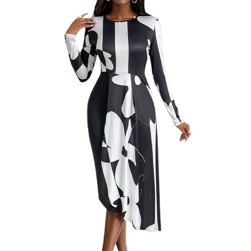 Damen Maxikleid mit modernem Grafikdesign und elegantem Schnitt R&B