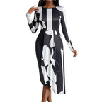 Damen Maxikleid mit modernem Grafikdesign und elegantem Schnitt R&B