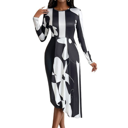 Damen Maxikleid mit modernem Grafikdesign und elegantem Schnitt R&B