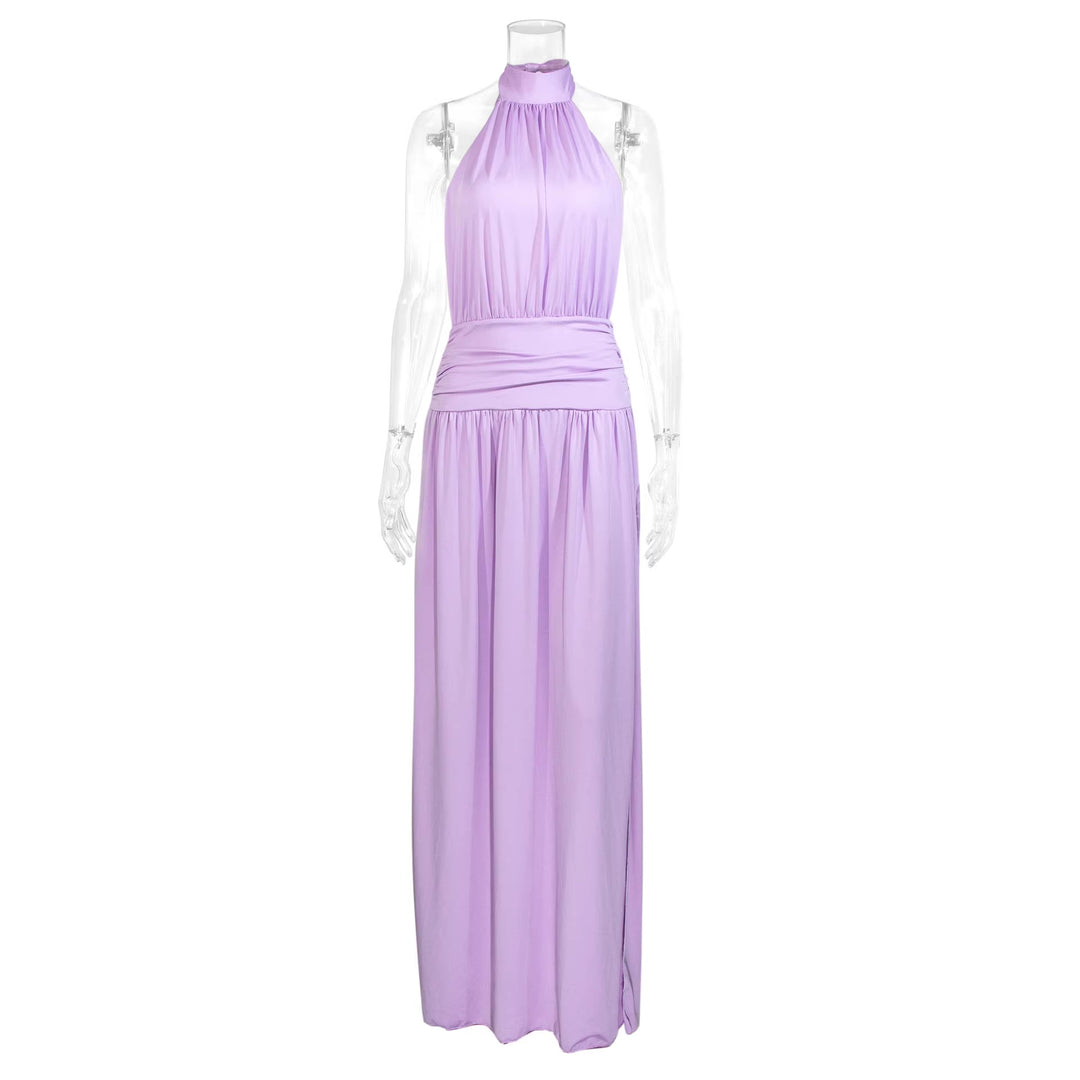 Damen Elegantes Halsnaht-Maxikleid mit seitlichem Schlitz R&B