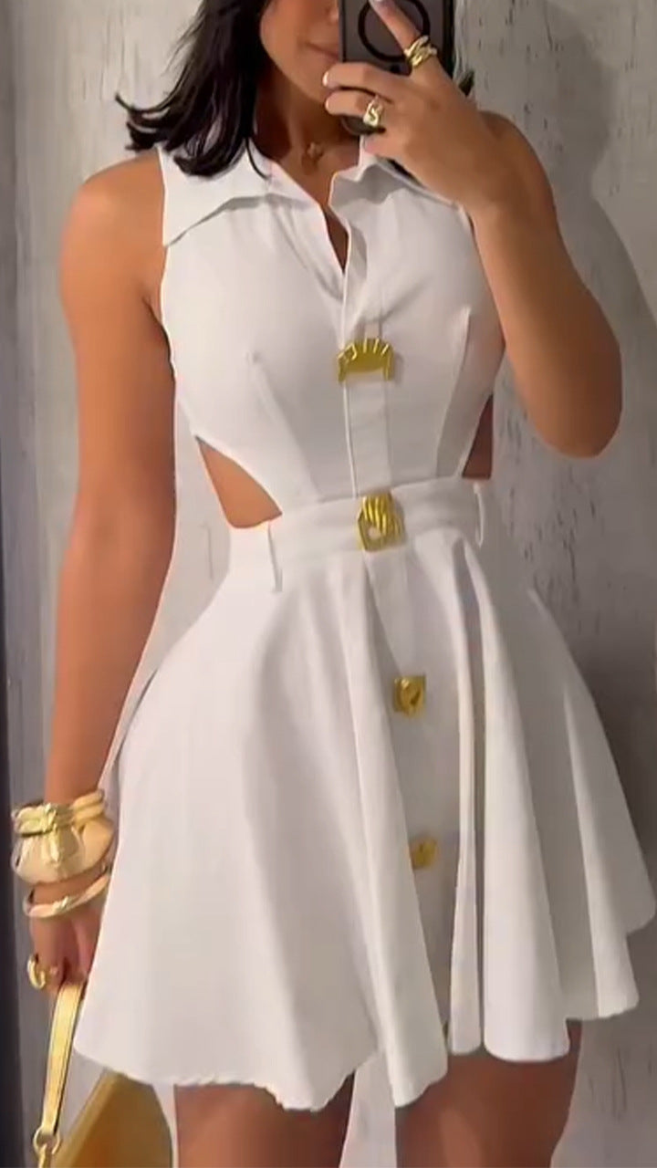 Damen Chic Kleids mit dekorativen Knopfdetails und modernem Schnitt R&B