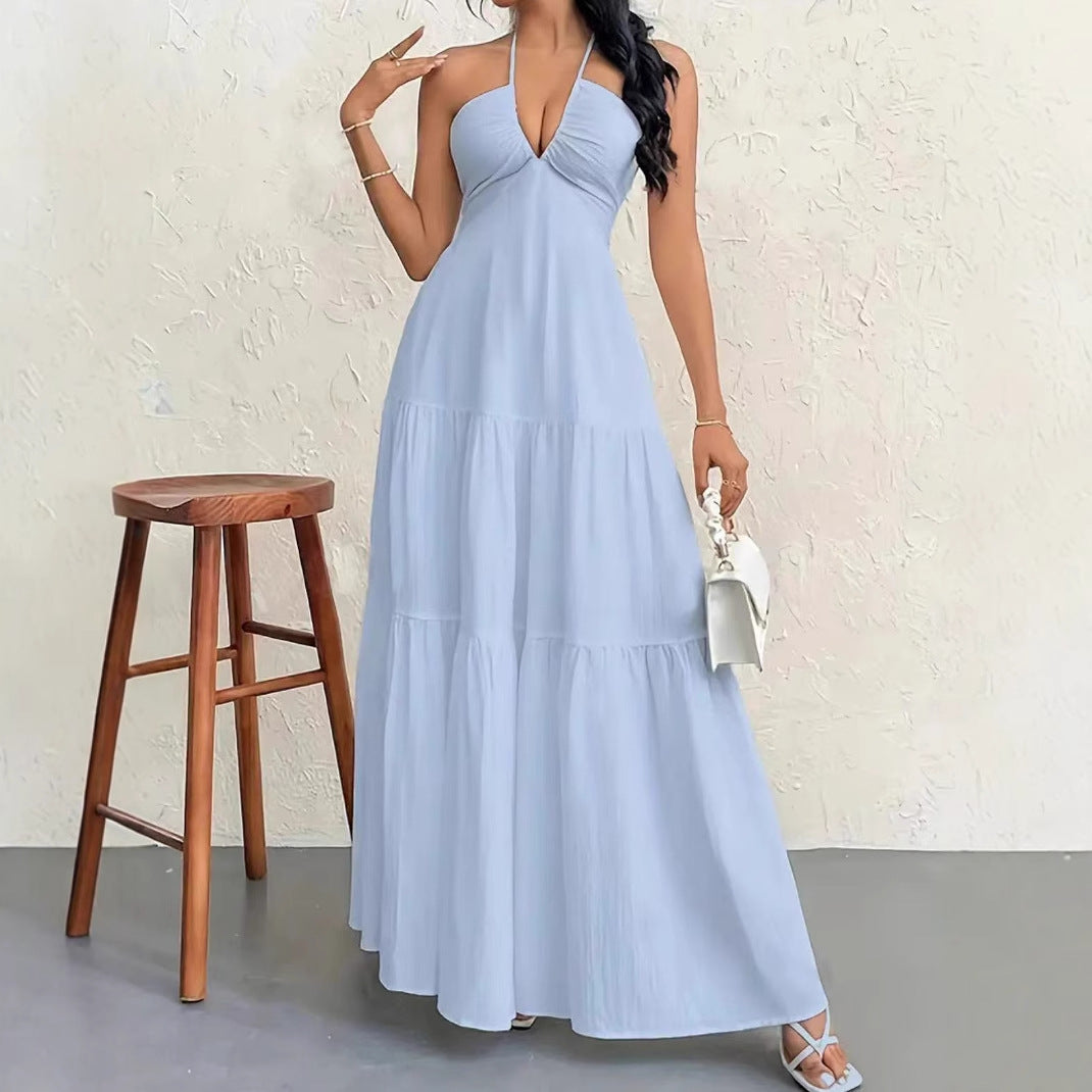 Damen Maxikleid mit schulterfreiem Design und legere Rüschendetails R&B