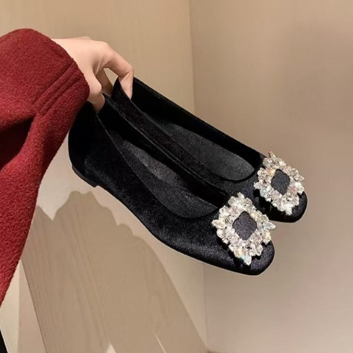 Damen Ballerinas mit dekorativem Strassdetail und hochwertiger Oberfläche