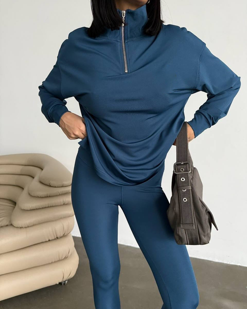 Damen Sportlicher Hoodie mit Stehkragen R&B