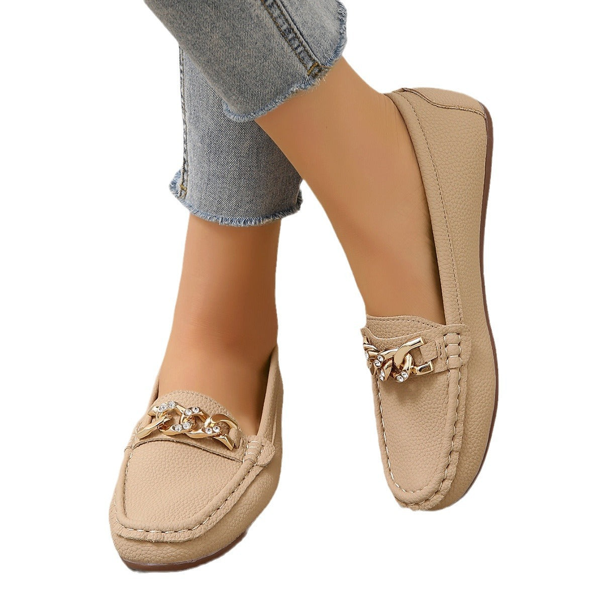 Damen Mokassins mit eleganter Kettenapplikation und komfortabler Laufsohle R&B