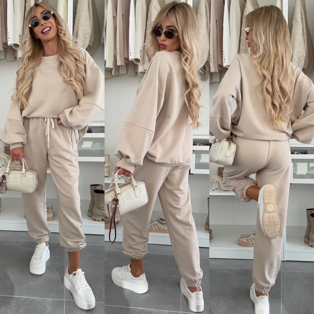 Damen Sportlicher Loungewear-Anzug mit elastischen Bündchen und weitem Schnitt R&B