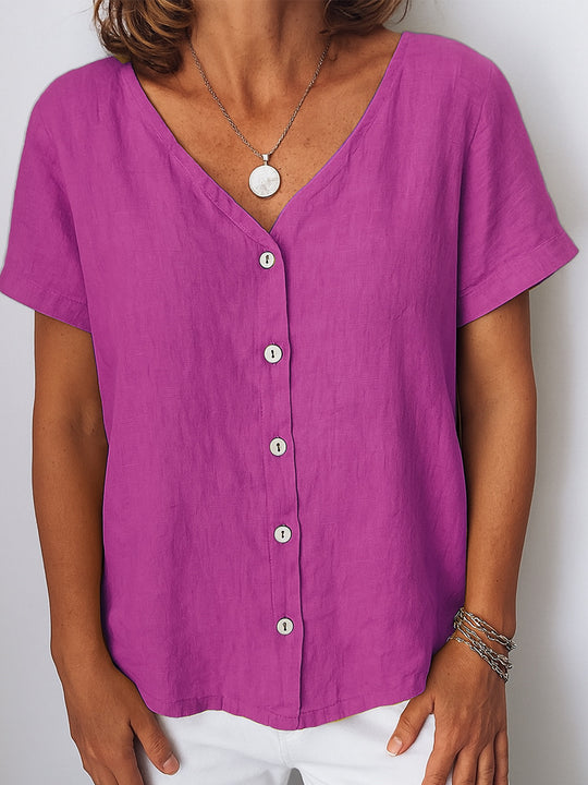 Damen Leinenbluse mit Knopfdetails R&B