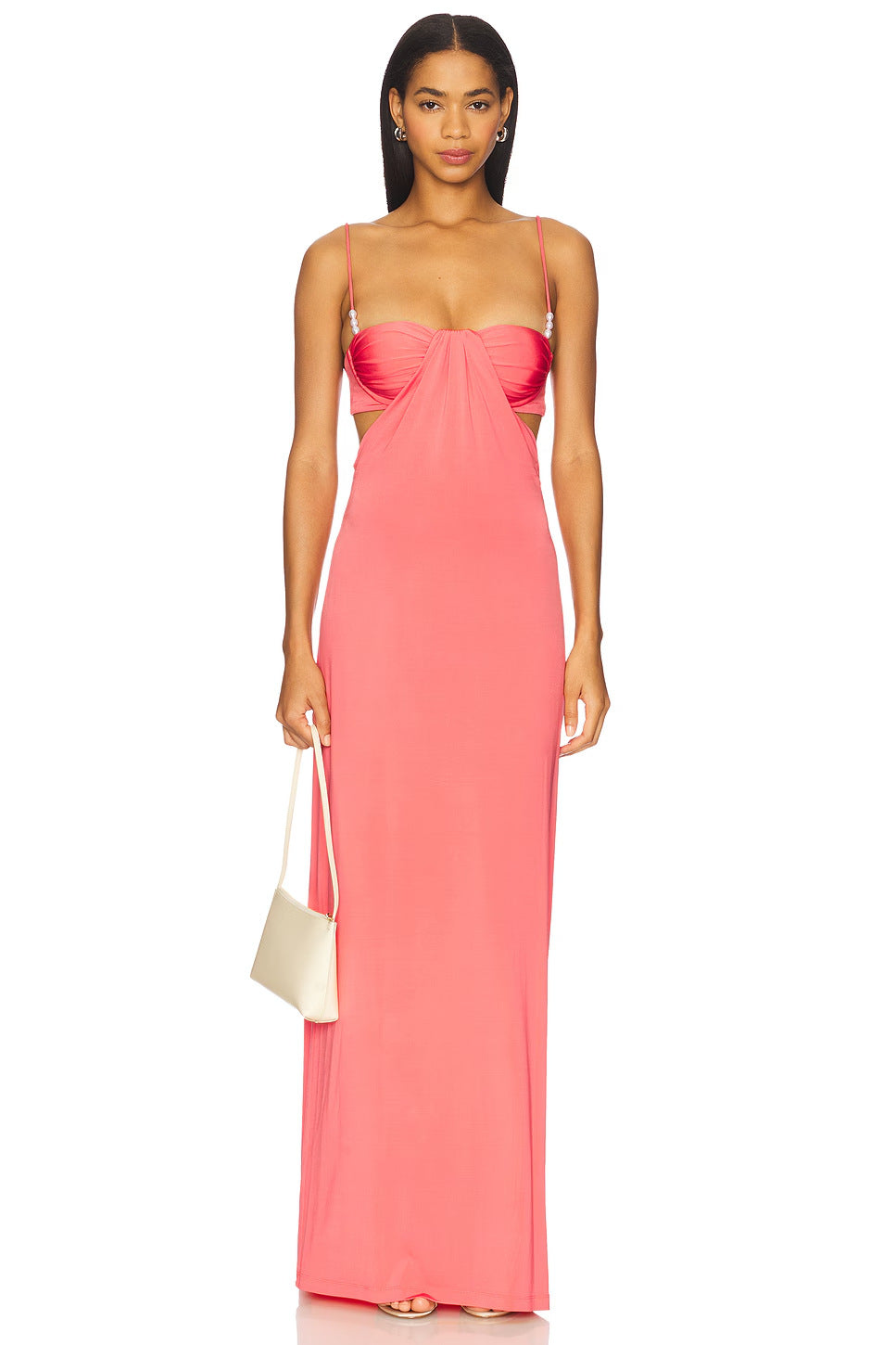 Damen nan Maxikleid mit Bustier-Cups, seitlichen Cut-Outs und feinen Spaghettiträgern R&B