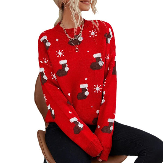 Damen kuscheliger Weihnachtspullover mit festlichem Motiv R&B