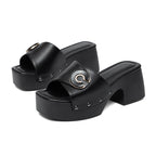 Damen modische Plattform-Sandalen mit glänzendem Detail und komfortablem Absatz R&B