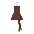 Damen Off-Shoulder-Langkleid mit verspieltem Saum R&B