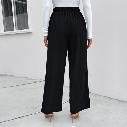 Damen elegante Palazzo-Hose mit hohem Bund und Bindegürtel R&B