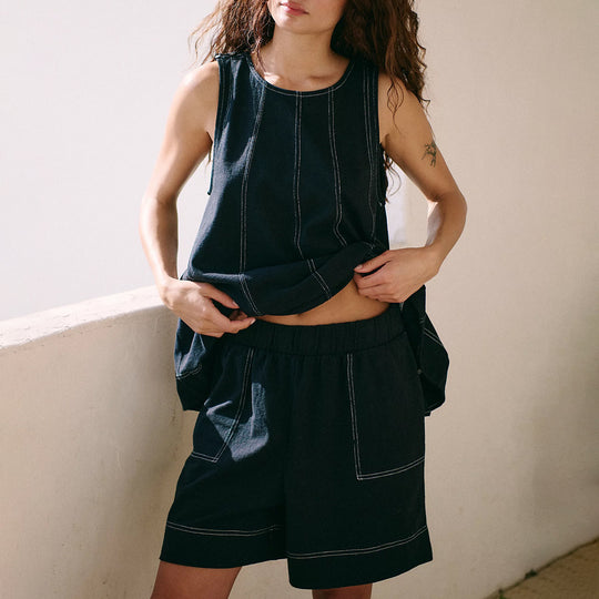 Damen lässiges Top und Shorts Set mit weitem Schnitt R&B