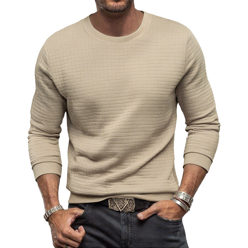 Herren nan strukturiertes Rundhals-Sweatshirt aus gesteppter Baumwollmischung R&B