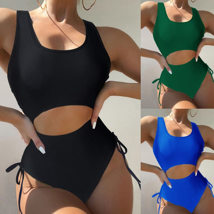Damen Einteiler Badeanzug mit seitlichen Cut-Out-Details R&B
