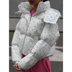 Damen gefütterte Blumensteppjacke im modernen Schnitt R&B