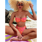 Damen Bandeau-Bikini-Set mit floralem Design und schickem Schnitt R&B
