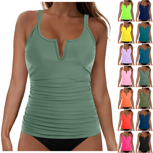 Damen Tankini-Oberteil mit figurumspielendem Design und tiefem V-Ausschnitt R&B